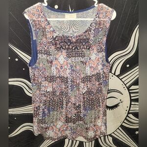 Bobbie Brooks Multicolor Printed Sleeveless Tank Top - Blue, Peach, Green